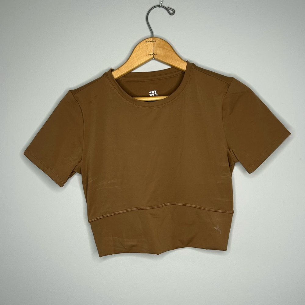 NWT JoyLab Women's Brown Crop Athletic Top Small - Picture 2 of 4